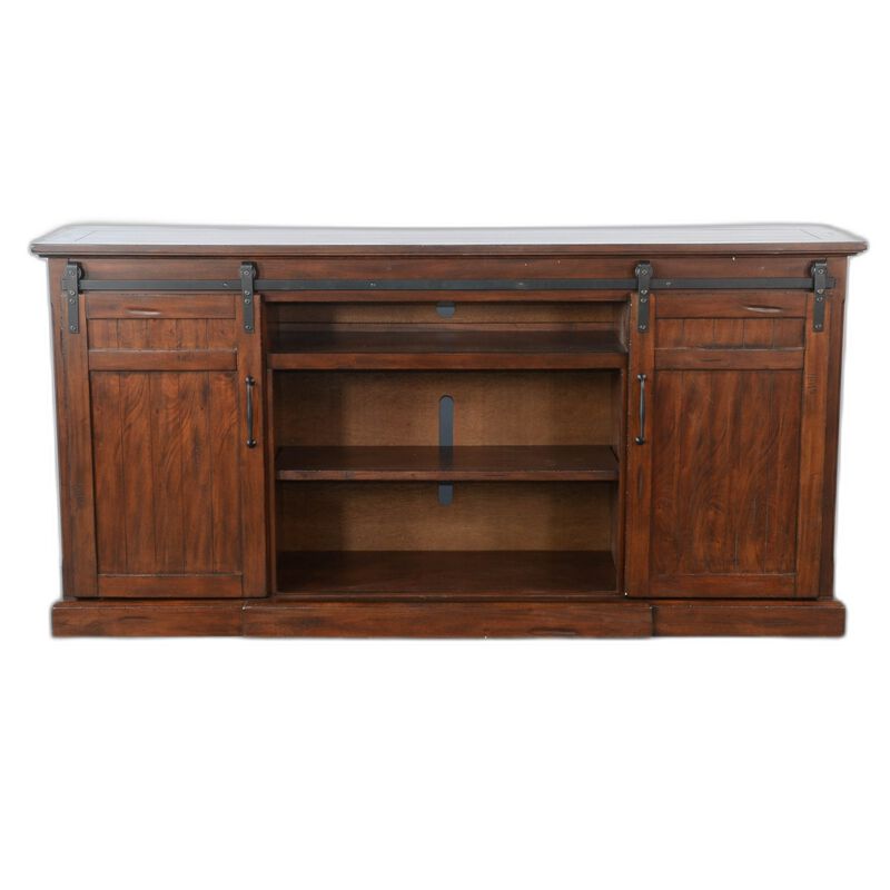 Reggie TV Media Entertainment Console, 2 Barn Doors, 78 Inch Brown