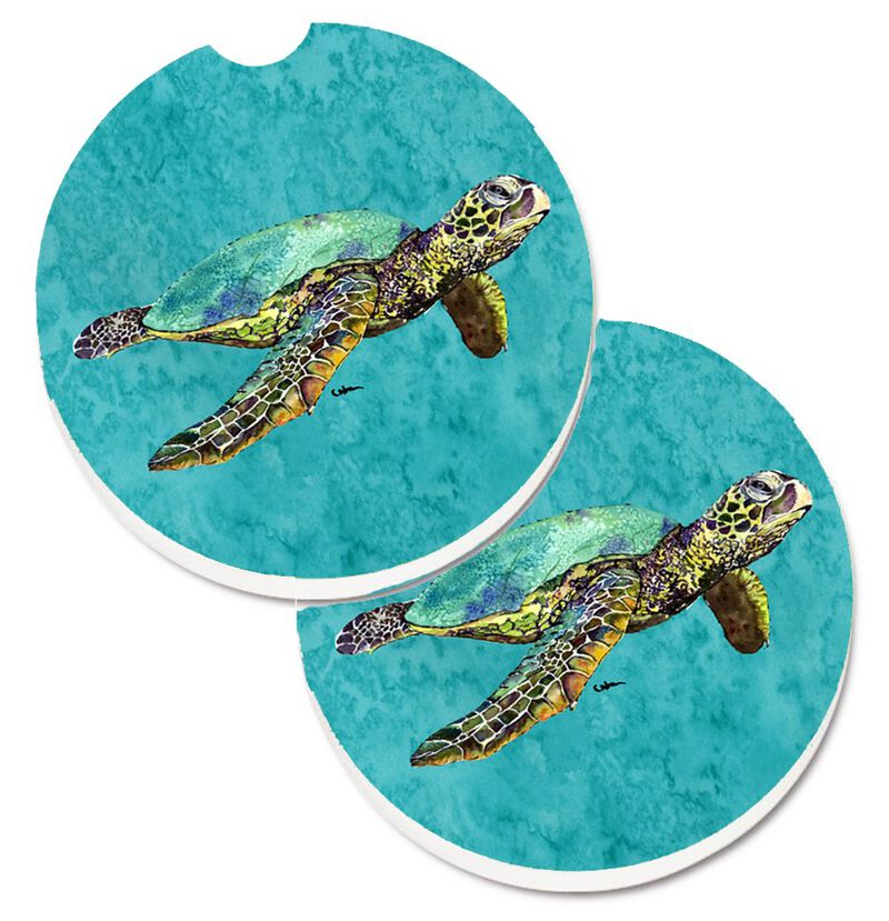 Caroline's Treasures Turtle Set of 2 Cup Holder Car Coasters 8659CARC, 2.56, Multicolor