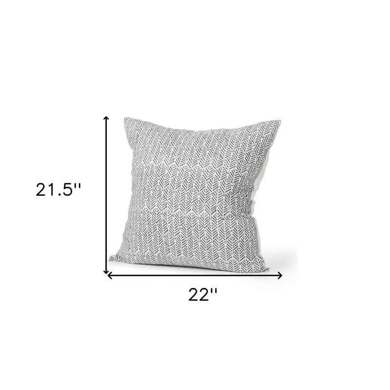 HomeRoots 22" Cream And Indigo Botanical Linen Throw Pillow Cover with Embroidery image number 3