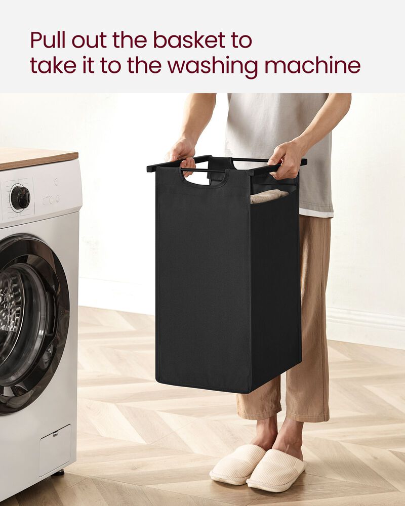 Metal Frame Laundry Hamper with Top Shelf and Pull-Out Bags, 2 Removable Oxford Fabric Bags image number 7