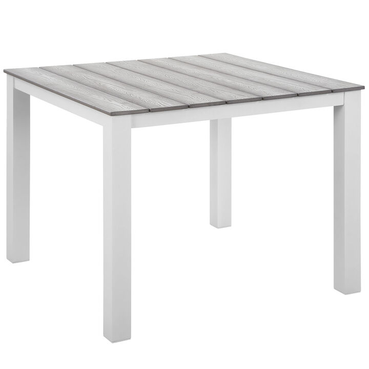 Modway - Maine 40" Outdoor Patio Dining Table White Light Gray