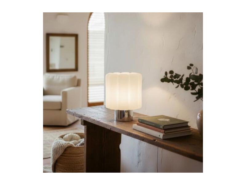 LED Modern Metal Glass Table Lamp For Living Room Bedroom Bedside White image number 3
