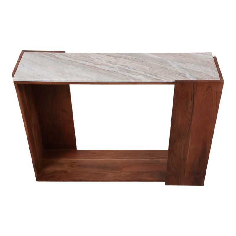 42x31" Modern Marble Top Console Table,ivory/brown image number 4