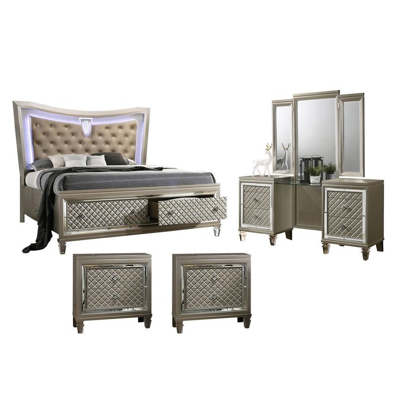 Best Quality Furniture Bedroom Furniture Set: 1 Bed, 1 Vanity Set, and 2 Nightstands