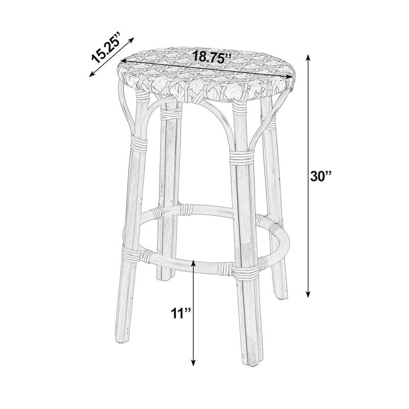 Butler Specialty Ballito 30 in. Seat Height Oval Rattan Bar Stool with Footrest, Yellow and Brown image number 2