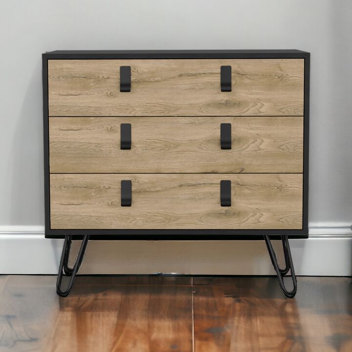Wooden Bedroom Dresser with Three Drawers for Clothes Storage