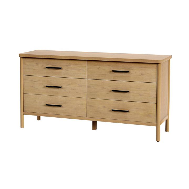 Butler Specialty Lennon 6 Drawer Rounded Leg Dresser, Light Brown