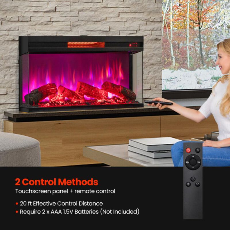 Hivvago 36 Inch 3-Sided 1500W Electric Fireplace with 7-Color Flame