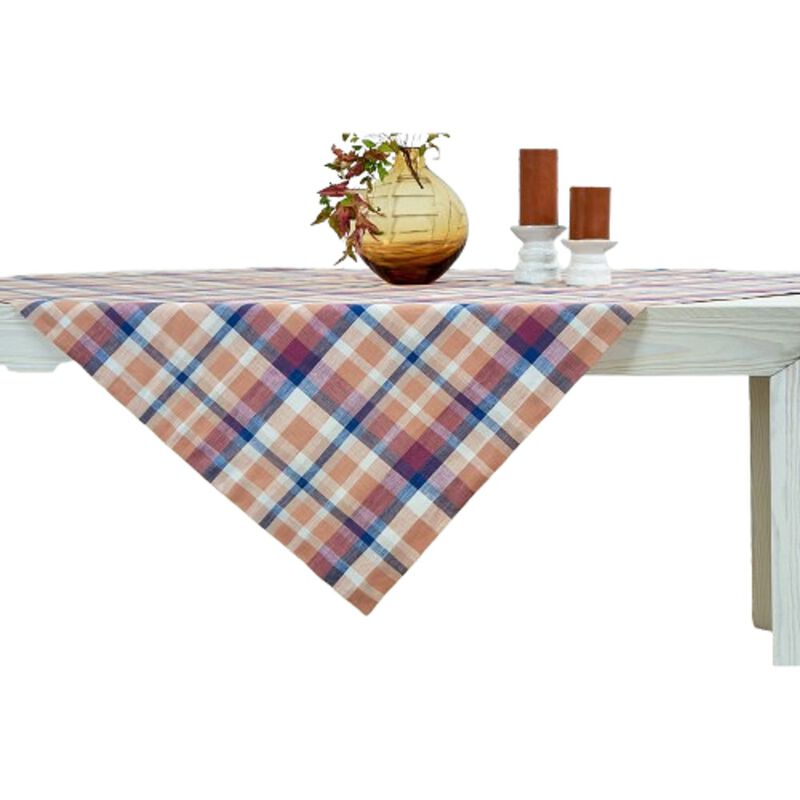 Solino Home 100% Pure Linen Table Throw - Fall Flavors Madras