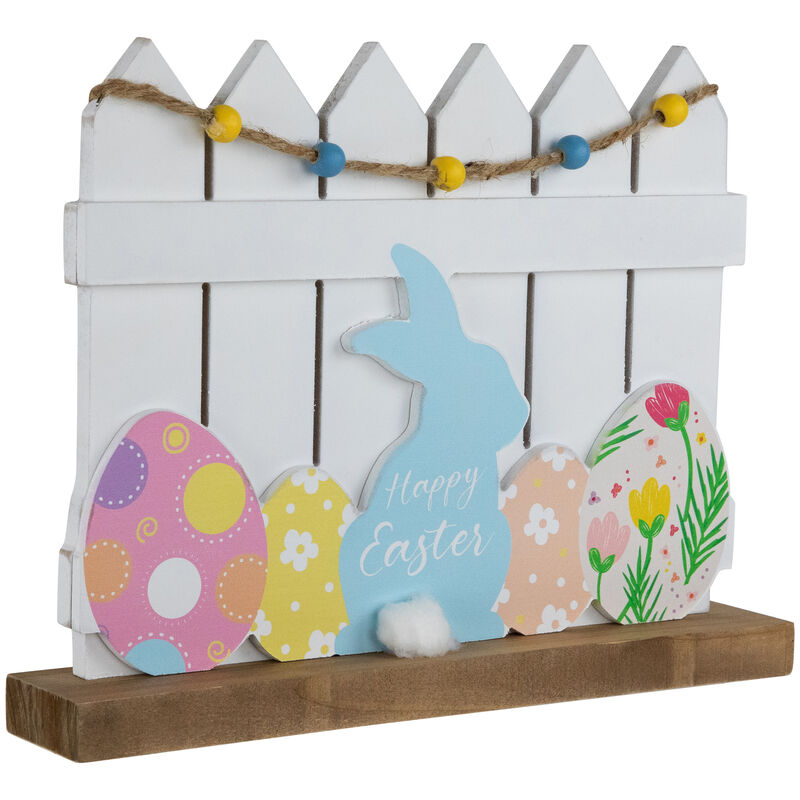 Happy Easter Bunny with Picket Fence Decoration - 11.75"