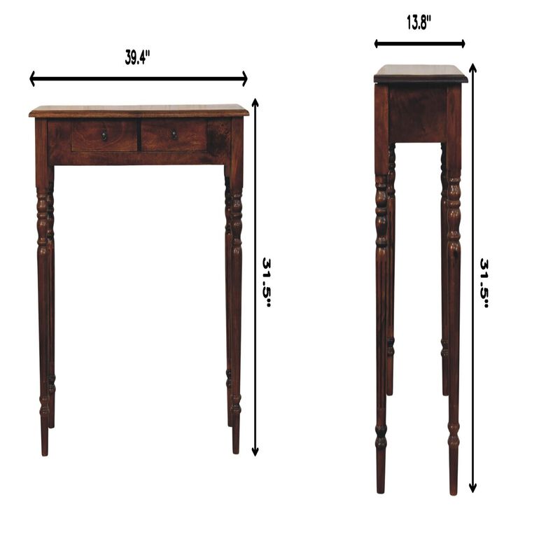 Artisan Furniture Solid Wood Heritage Turned-Leg Console Table, 2 Drawers, Brown image number 8