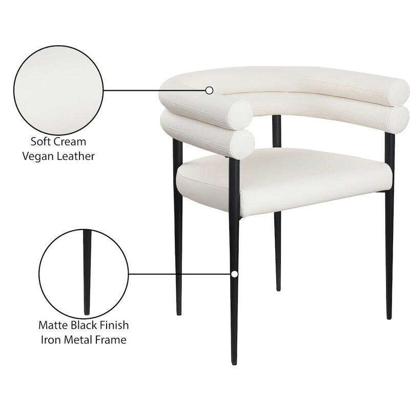 Meridian Furniture Lavina Cream Vegan Leather Dining Chair, Set of 2