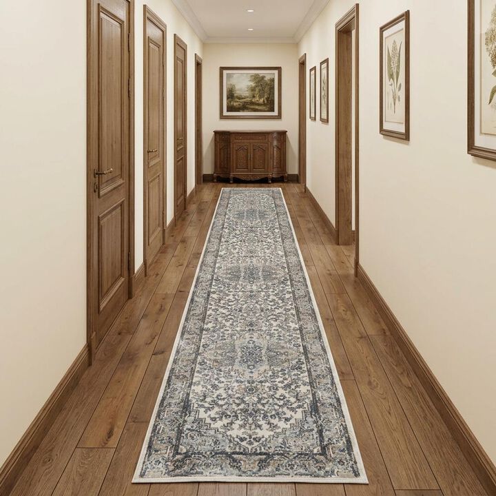 HomeRoots Medallion Power Loom Runner Rug