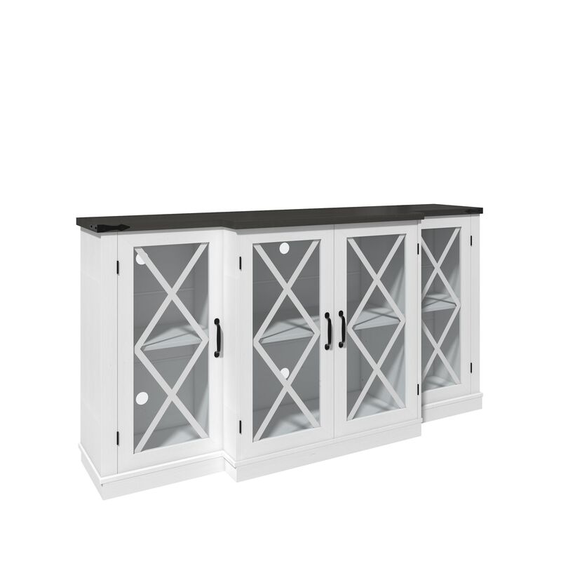 Farmhouse TV Stand with Storage, 63" Wooden Entertainment Center, Media Console with Adjustable Shelves image number 3