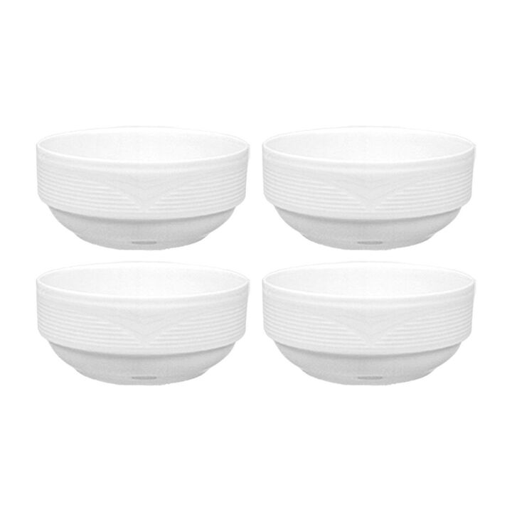 Porcelain Saturn dia.4" h:1.75" 8 oz. Round White Porcelain Bowl (Set of 4)