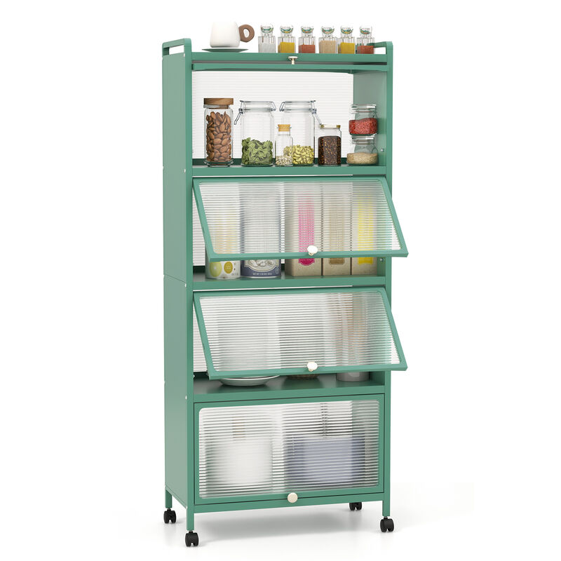 5-Tier Kitchen Baker’s Rack with Flip-Up PC Doors and Open Storage Shelves