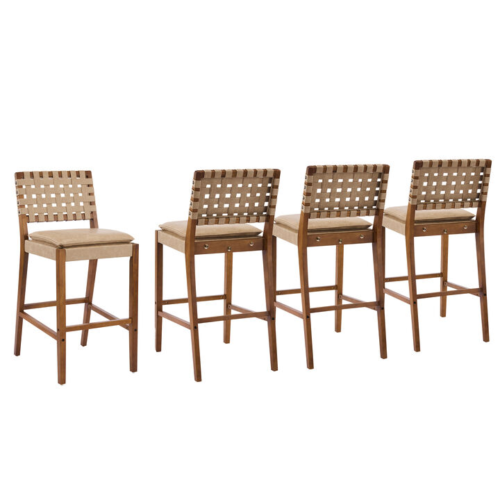 Christopher Knight Home Shawna Contemporary Rubberwood Faux Leather Upholstered Barstools (Set of 4)
