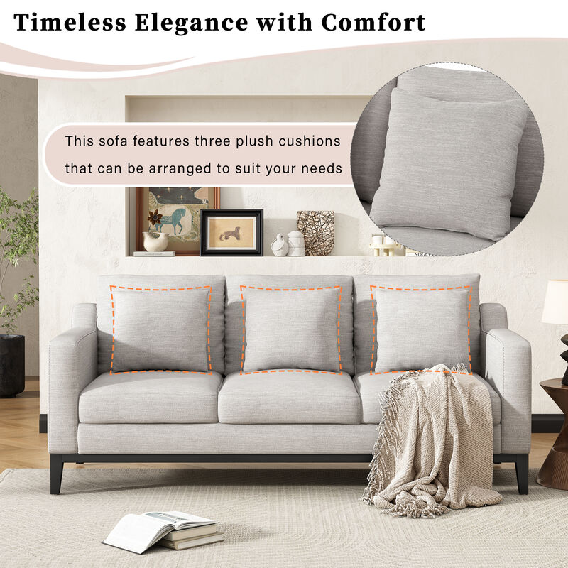 Merax Comfy 3-seat Sofa with Wooden Legs