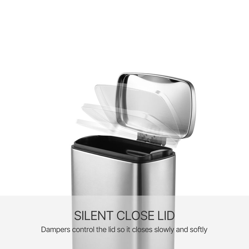 1.3 gal./5 Liter Stainless Steel Trash Can, Step-on Trash Can with Soft Close Lid for Bathroom, Bedroom and Office, Silver image number 7