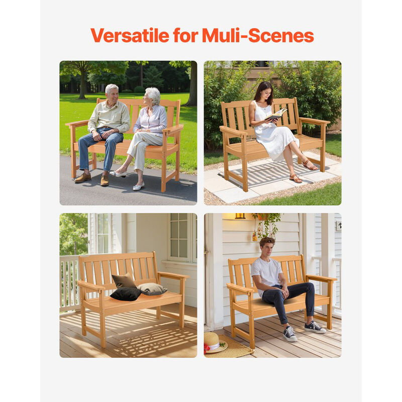 Patio Garden Bench for 2-3 Persons, Weatherproof Frame with Armrests image number 5