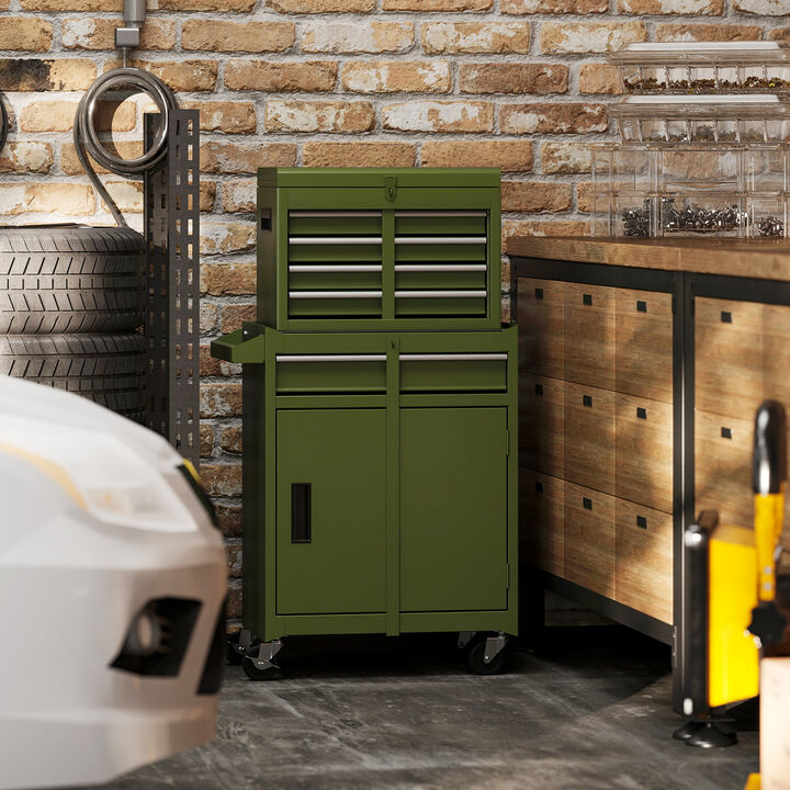 2-in-1 Tool Chest with Locking Drawers and Casters – Garage & Workshop Storage