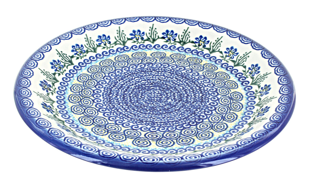 Blue Rose Polish Pottery Aztec Flower Dinner Plate