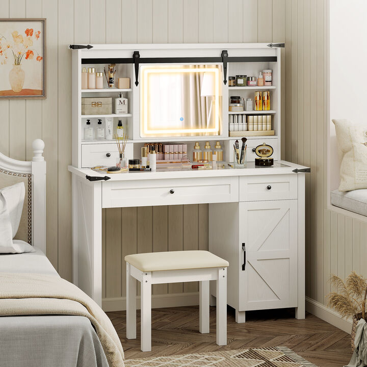 Hivvago Makeup Vanity Table with Mirror, Lights and Stool