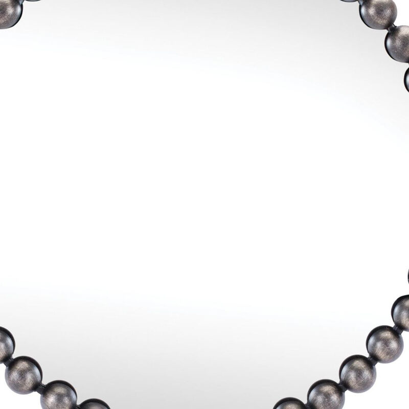 HomeRoots 24" Dark Gray Iron Beaded Round Accent Mirror image number 2