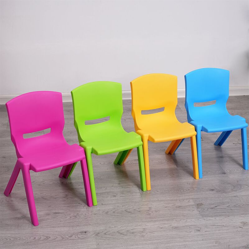 CLIHOME Lightweight Plastic Kids Chair with 11.8" H Seat for Preschool and Toddlers Children Backrest stackable Chair image number 2