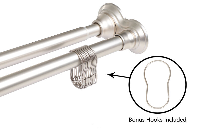 Utopia Alley Adjustable 72-Inch Rust-proof Aluminum Double Shower Curtain Rods, Easy Installation - Extendable, Ideal for Bathroom, Retractable, Wall-to-Wall - No Drilling image number 5