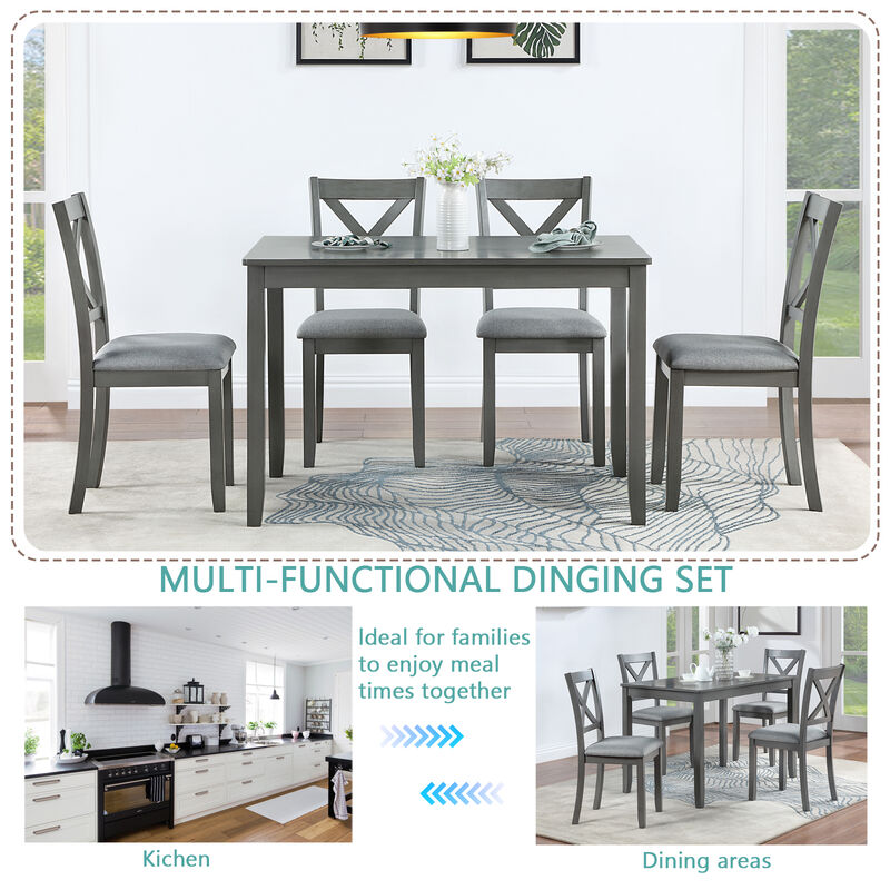 Riflil 5‑Piece Farmhouse Dining Set image number 3