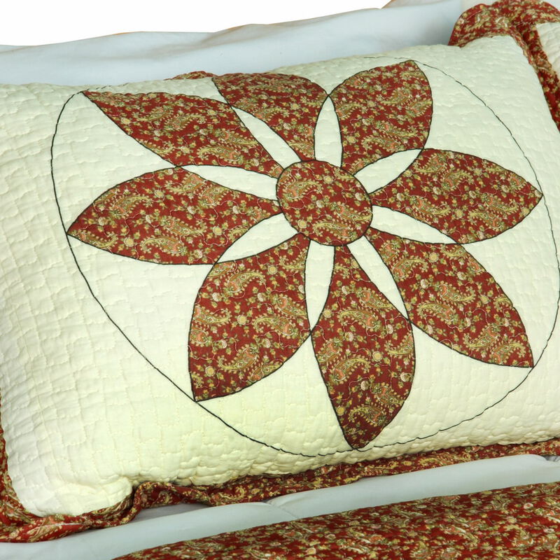 Cotton 3PC Vermicelli-Quilted Printed Quilt Set Soft Lightweight Bedding image number 4