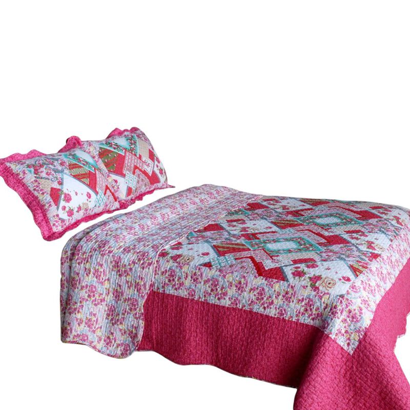 3-Piece Cotton Vermicelli Quilted Printed Quilt Set with Matching Shams image number 1