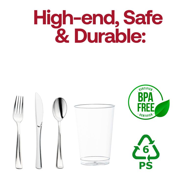 Silver Plastic Cutlery and Cup Set (120 Sets) image number 4