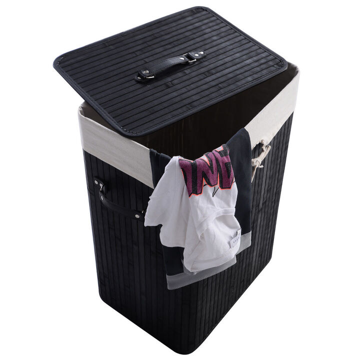 Wicker Laundry Hamper Rectangle with Handles and Lid