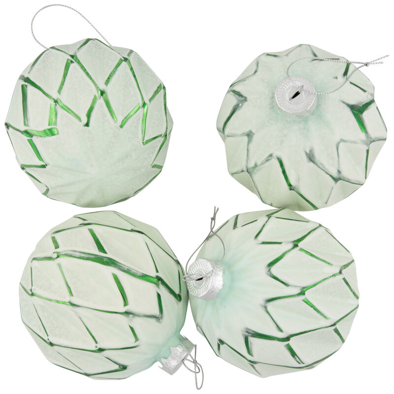 4ct Emerald Green and White Matte Christmas Ball Ornaments 4" (100mm) image number 9