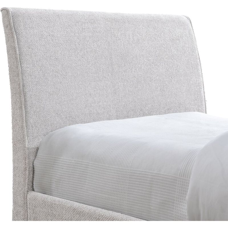 Meridian Furniture Myles Cream Chenille Fabric Twin Trundle Bed