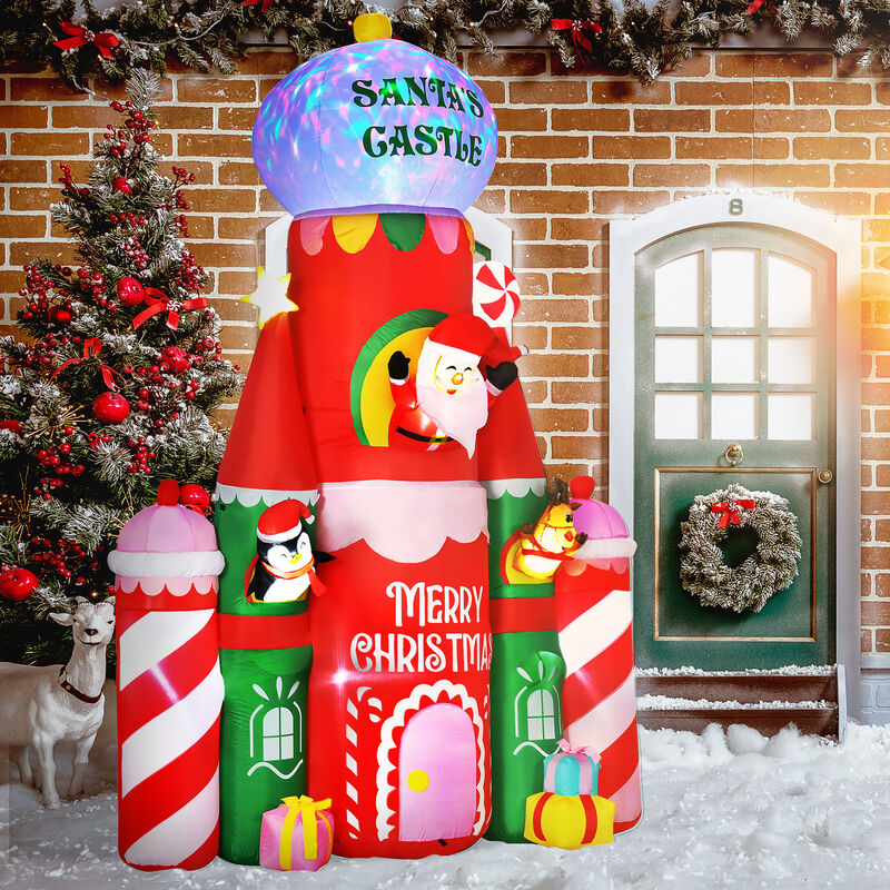Giant 10ft Christmas Inflatables Decorations Candy Castle Santa Claus w/ Light