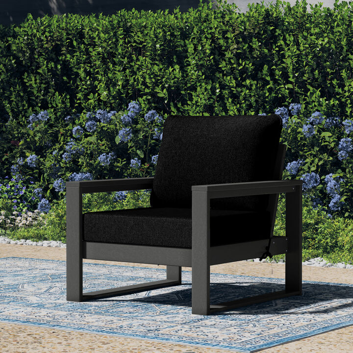 WestinTrends Outdoor Modern HDPE Patio Club Chair with Waterproof Deep Seat Cushions