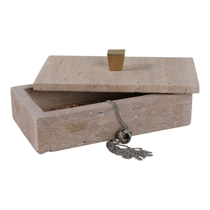 9x5 Travertine Box Gold Knob
