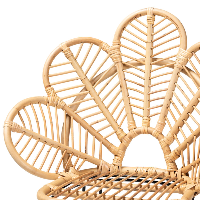 Baxton Studio Garan Modern Bohemian Natural Brown Rattan and Black Metal Counter Stool