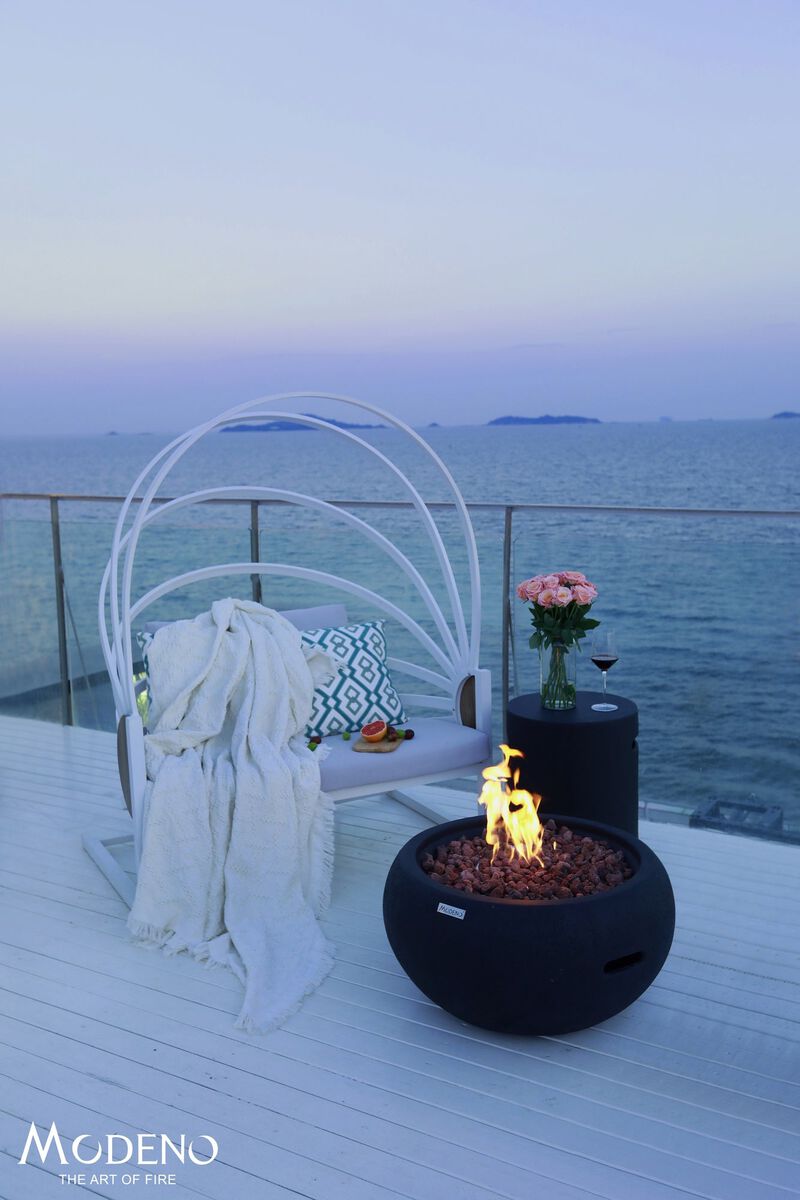 Modeno York Concrete Outdoor Patio Fire Pit Table image number 2