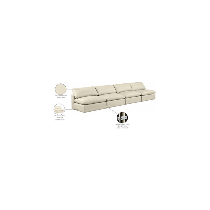 Meridian Furniture Comfy Cream Vegan Leather Modular Sofa