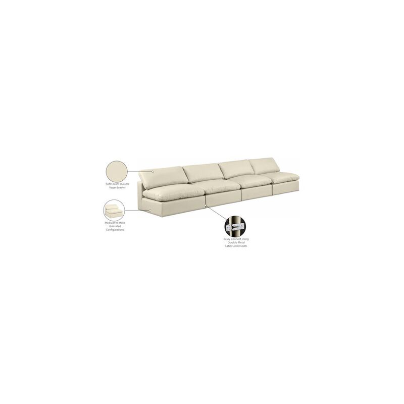 Meridian Furniture Comfy Cream Vegan Leather Modular Sofa