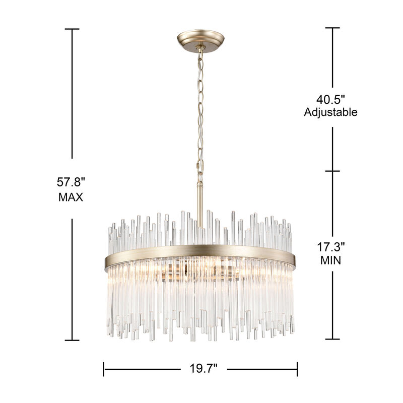 Paula 5-light Brushed Champagne Silver Clear Glass Bars Chandelier image number 3