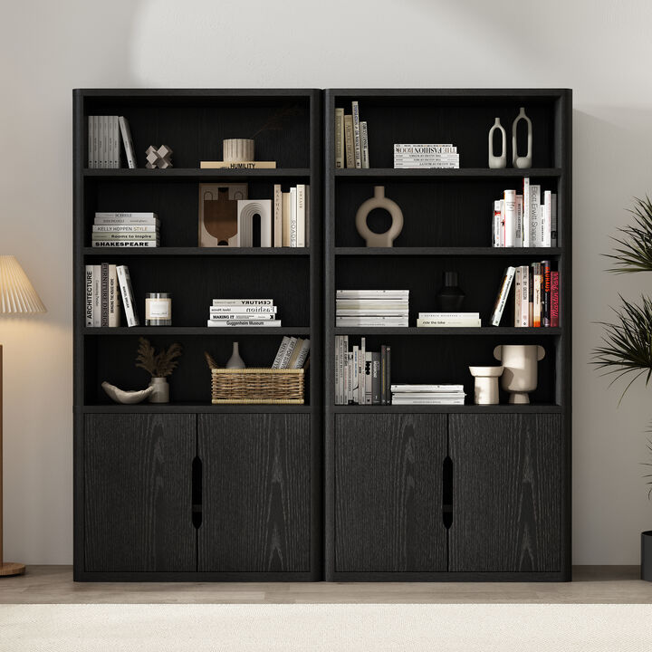 Rivington Black Bookcase Cabinet (Set of 2)