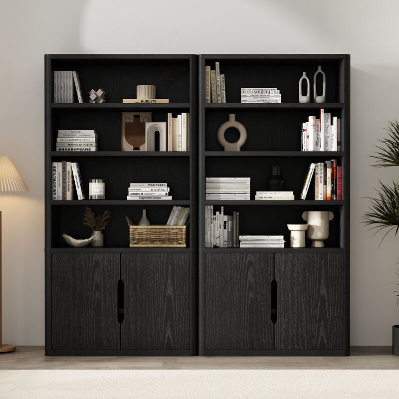 Rivington Black Bookcase Cabinet (Set of 2)