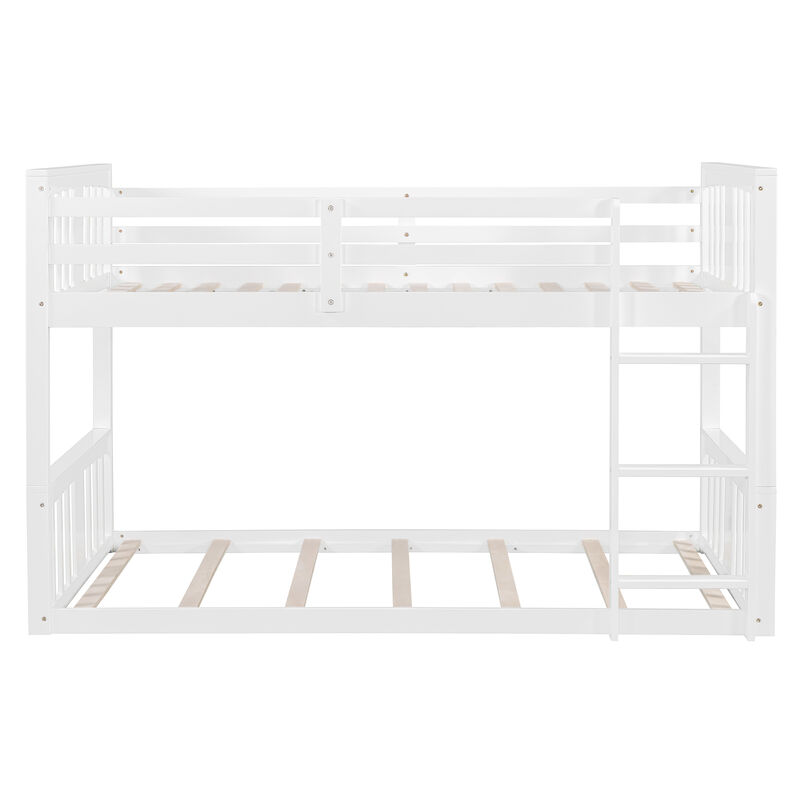 Whisen Twin Over Twin Bunk Bed with Ladder - White