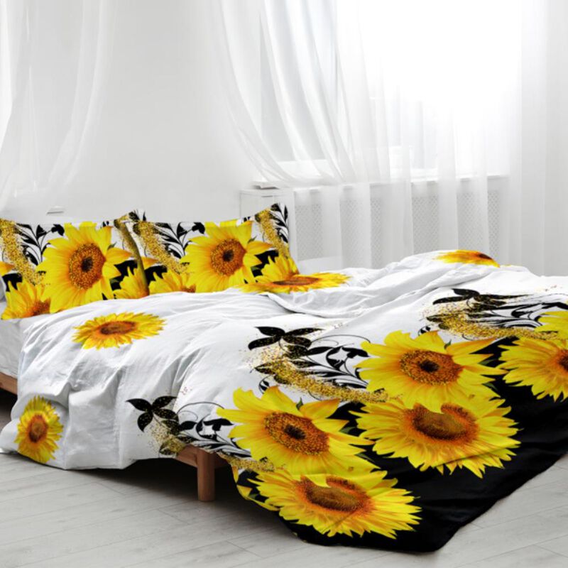 3-Piece Sunflower Duvet Cover Set Bright and Cheerful Sunflower-Themed Bedding for Bedroom Decor