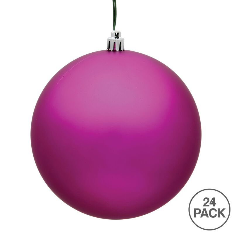 Vickerman 2.4" Fuchsia Matte Ball Ornament. Includes 24 Ornaments per Pack. image number 2